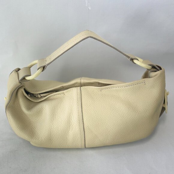 DKNY Vintage Vanilla Pebbled Leather Shoulder Purse Handbag Single Handle Zipper - Picture 1 of 12